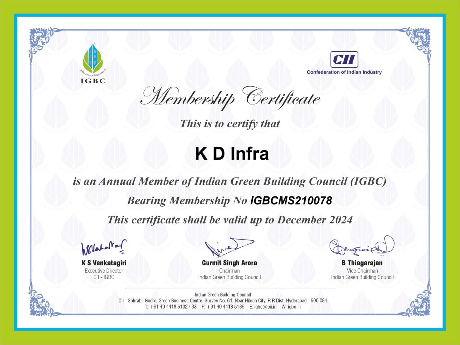 K D Infra IGBE CERTIFICATE 2024 1536x1152 1